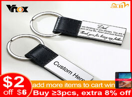 Foto van Sieraden vnox free customize to dad husband key chain glossy stainless steel leather men accessorrie