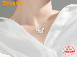 Foto van Sieraden trustdavis luxury 925 sterling silver sweet butterfly dazzling cz clavicle necklace for wom
