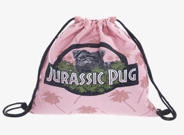 Foto van Tassen new 3d printed drawstring bag jurrasic pug fashion mochila cuerda out door backpack women men