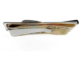 Foto van Tassen metal stainless steel money clips folder stripe print silver cash clamp holder wallet slim ca