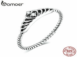 Foto van Sieraden bamoer authentic 925 sterling silver dazzling crown cz pendant finger rings for women engag