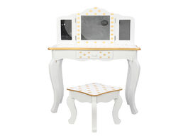 Foto van Meubels children s dressing table three foldable mirror chair single drawer white makeup play house 