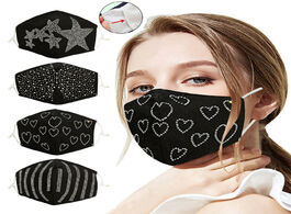 Foto van Beveiliging en bescherming adult woman solid flash anti dust mask fashion diamond washable mouth cap
