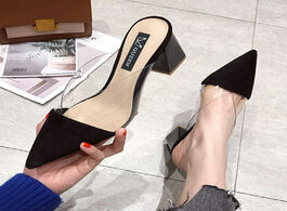 Foto van Schoenen suede pumps summer shoes women fashion pointed high heels new muller square heel slippers s