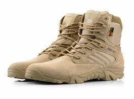 Foto van Speelgoed outdoor sports combat military tactical boots waterproof hiking tan eu 46 us 14