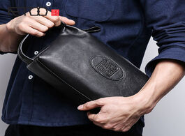 Foto van Tassen aetoo handbag male genuine leather retro large day clutch men s head cowhide business mobile 