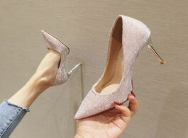 Foto van Schoenen 2020 spring fashion women s shoes woman high heels pointed toe glitter pumps female sexy br