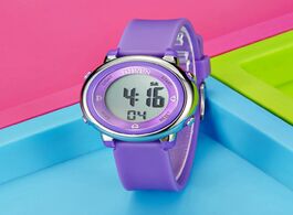 Foto van Horloge digital women girl wristwatch fashion waterproof purple silicone children watch kids 7 color