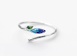 Foto van Sieraden mloveacc vintage blue leaf adjustable opening ring real 925 sterling silver fashion jewelry