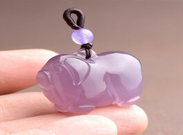 Foto van Sieraden natural emperor purple chalcedony hand carved piggy jade pendant fashion agate zodiac pig m