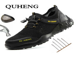 Foto van Schoenen quheng work boots portable industrial shoes puncture proof wear resisting safety men s secu