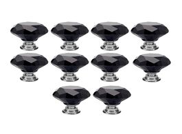Foto van Bevestigingsmaterialen black 10pcs 30mm crystal glass cabinet knobs diamond shape drawer kitchen cab