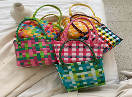 Foto van Tassen summer color vegetable basket bag green picnic hand woven french retro cute held mini