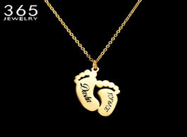 Foto van Sieraden new fashion name engraved footprint pendant diy customized stainless steel date letter neck