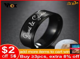 Foto van Sieraden vnox customize name rings for men women glossy black stainless steel classic wedding band c