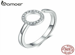 Foto van Sieraden bamoer geometric round simple adjustable finger rings for women sterling silver 925 clear c