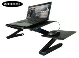 Foto van Computer folding laptop desk adjustable table stand portable notebook lap pc with mouse pad for sofa
