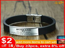 Foto van Sieraden vnox personalized inof to husband bracelet men black silicone stainless steel jewelry adjus
