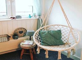 Foto van Meubels garden hang chair swinging indoor outdoor furniture hammock hanging rope swing seat with 2 p