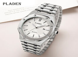 Foto van Horloge pladen white dial men watches stainless steel quartz pointer luminous brand watch casual fas