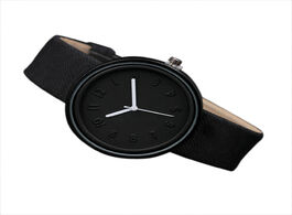 Foto van Horloge unisex simple fashion number watches quartz canvas belt wrist watch pure black ladies montre
