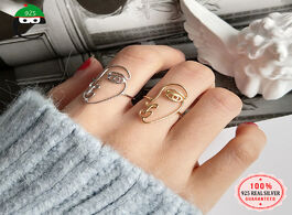 Foto van Sieraden elfoplatasi real minimalist 925 sterling silver irregular human face open ring for women we