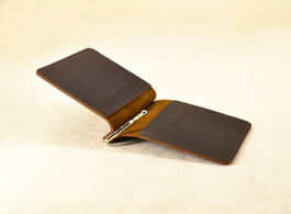 Foto van Tassen handmade money clip wallet slim genuine leather with metal holder vintage stainless mens bill