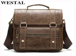 Foto van Tassen westal men s shoulder bag for genuine leather crossbody vintage messenger handbags zipper fla