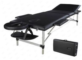 Foto van Meubels 3 sections folding aluminum tube spa bodybuilding massage table kit black