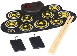 Foto van Sport en spel electronic drum set portable roll up practice pad kit with built in speakers foot peda