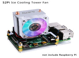 Foto van Computer 52pi ice tower cooling fan for raspberry pi 4 copper tube with rgb acrylic plate case model