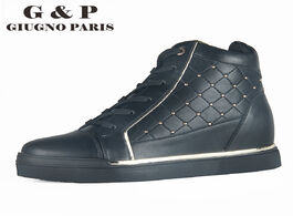 Foto van Schoenen 2020 thick platform sneakers casual lace up wedges high heel womens shoes outdoor black vul