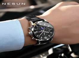 Foto van Horloge switzerland brand mechanical watches for men nesun luxury sport leather automatic mens clock
