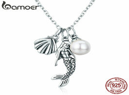 Foto van Sieraden bamoer 100 925 sterling silver romantic mermaid legend shell pendant necklaces for women je