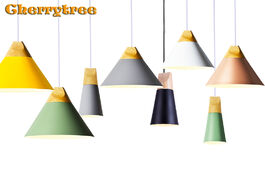 Foto van Lampen verlichting pendant lights nordic lamp modern wood hanglamp loft design colorful kitchen dini