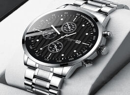 Foto van Horloge quartz men watches luxury casual fashion stainless steel clocks date band gift business belt