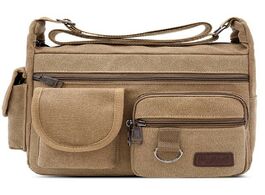Foto van Tassen canvas messenger bag for men vintage water resistant waxed crossbody bags briefcase padded sh