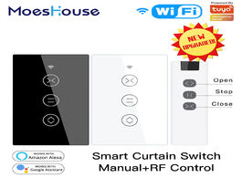 Foto van Elektrisch installatiemateriaal us wifi rf433 smart touch curtain roller blinds motor switch tuya li