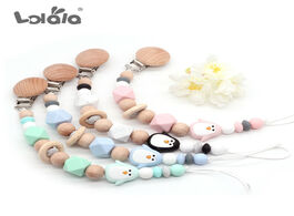 Foto van Baby peuter benodigdheden silicone cute penguin pacifier clip chain crochet beads dummy holder for i