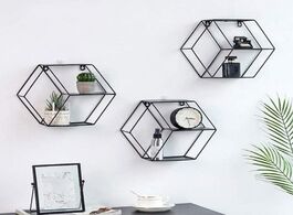 Foto van Huis inrichting wall mounted floating shelf geometry metal wire hexagon storage display shelves livi