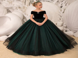 Foto van Baby peuter benodigdheden kids dresses girl elegant long prom green tulle gowns 2020 new children gr