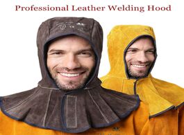 Foto van Gereedschap professional welding hood split cowhide leather welder hat cotton mesh lining anti flame