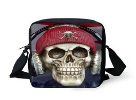 Foto van Tassen rock men messnager bags skull head music printing crossbody for handbag trendy punk shoulder 