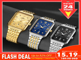 Foto van Horloge men s luxury stainless steel gold watch top brand relogio masculino geneva rectangle quartz 