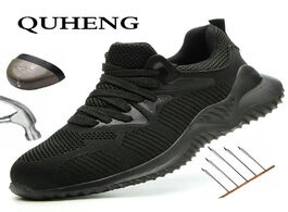 Foto van Schoenen quheng men safety shoes boots breathable work steel toe cap puncture proof non slip free sh