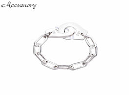 Foto van Sieraden moonmory fashion 925 sterling silver handcuff ring white paper clip chain menottes gift for