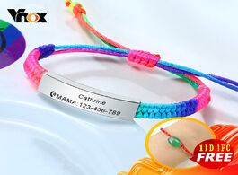 Foto van Sieraden vnox adjustable customize name emergency contact bracelets for kids baby handmade braided r