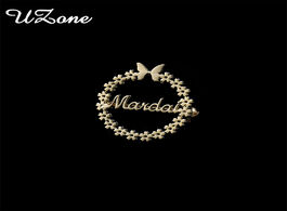 Foto van Sieraden uzone personalized butterfly nameplate pins round flower customize name brooches for women 