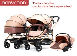Foto van Baby peuter benodigdheden twin strollers can sit lie detachable lightweight folding second child dou