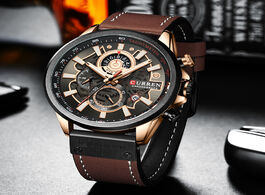 Foto van Horloge curren fashion male watches strap sport chronograph wristwatch creative design multifunction